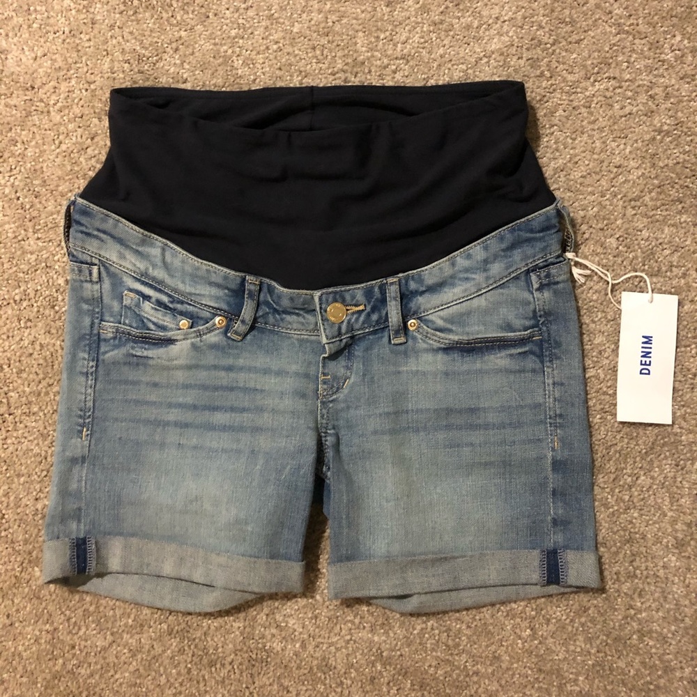 H&M MAMA line cuffed jean maternity shorts, NWT 4